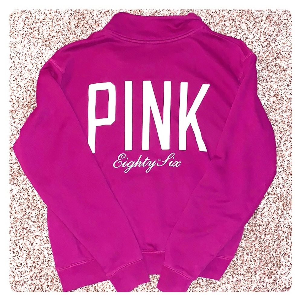 VS Pink quarter zip burgundy sweatshirt